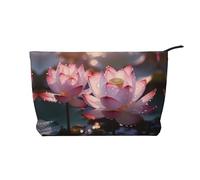 The Lotus in Full Bloom Printed Corduroy Cosmetic Bag, Large Capacity Waterproof Travel toiletries Storage Bag