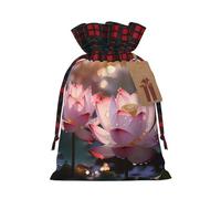 The Lotus in Full Bloom Printed holiday drawstring bag 8.3x11.8 inch Christmas party decoration gift bag
