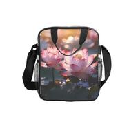 The Lotus in Full Bloom Transparent Shoulder Bag Lunch Handbag with Zipper and Shoulder Strap for Women Men Work Shopping