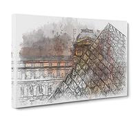 The Louvre In Paris Vol.2 Sketch Canvas Print for Living Room Bedroom Home Office Décor, Wall Art Picture Ready to Hang, 30 x 20 Inch (76 x 50 cm)