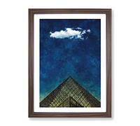 The Louvre Museum In Paris France Painting Modern Framed Wall Art Print, Ready to Hang Picture for Living Room Bedroom Home Office Décor, Walnut A2 (64 x 46 cm)
