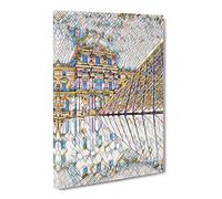 The Louvre Pyramid Paris France 2 Modern Bg Canvas Print | Gallery Wrapped 30mm Frame Wall Art | 24x16 inches | Ready to Hang | Modern Picture | Living Room Bedroom Lounge Office
