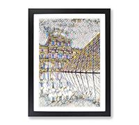 The Louvre Pyramid Paris France 2 Modern Bg Framed Wall Art Print, Ready to Hang Picture for Living Room Bedroom Home Office Décor, Black A4 (34 x 25 cm)