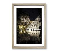 The Louvre Pyramid Paris France 2 Modern Cb Framed Print | A4 Oak Framed Wall Art | Ready to Hang | Modern Cityscape Picture | Living Room Bedroom Lounge Office