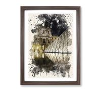 The Louvre Pyramid Paris France 2 Modern Fc Framed Print | A4 Walnut Framed Wall Art | Ready to Hang | Modern Cityscape Picture | Living Room Bedroom Lounge Office