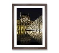 The Louvre Pyramid Paris France 2 Modern Framed Print | A3 Walnut Framed Wall Art | Ready to Hang | Modern Cityscape Picture | Living Room Bedroom Lounge Office
