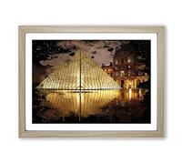 The Louvre Pyramid Paris France 3 Modern CB Framed Wall Art Print, Ready to Hang Picture for Living Room Bedroom Home Office Décor, Oak A2 (64 x 46 cm)