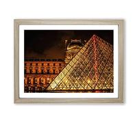 The Louvre Pyramid Paris France 4 Modern Framed Print | A4 Oak Framed Wall Art | Ready to Hang | Modern Cityscape Picture | Living Room Bedroom Lounge Office