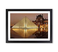 The Louvre Pyramid Paris France Vol.3 Framed Print | A2 Black Framed Wall Art | Ready to Hang | Modern Cityscape Picture | Living Room Bedroom Lounge Office