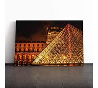 The Louvre Pyramid Paris France Vol.4 Canvas Print | Gallery Wrapped 30mm Frame Wall Art | 20x14 inches | Ready to Hang | Modern Picture | Living Room Bedroom Lounge Office