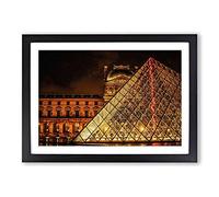 The Louvre Pyramid Paris France Vol.4 Framed Print | A2 Black Framed Wall Art | Ready to Hang | Modern Cityscape Picture | Living Room Bedroom Lounge Office