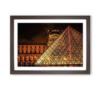 The Louvre Pyramid Paris France Vol.4 Framed Print | A2 Walnut Framed Wall Art | Ready to Hang | Modern Cityscape Picture | Living Room Bedroom Lounge Office