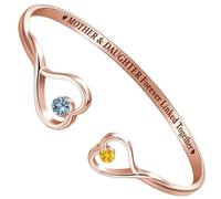 The Love Between Grandmother & Granddaughter - Personalized Gem Heart Cuff Bracelet, Beyond Love Endless-Bracelets with Engraving, 925 Sterling Silver Engraved Bracelet for Granddaughter