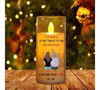 The Love Between Mother and Daughter is Forever, Personalized Mother Daughter LED Candles Night Light, Custom Name Mothers Day Christmas Mom Candles Lamp Gifts for Mom Mama from Daughter (style06)