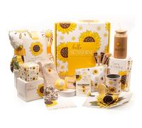 The Love Crate Co Sunflower Gifts for Women, 15pc Custom Gift Box for Women. Get Well Soon Gift Baskets for Women, You Are My Sunshine Gifts, Care Package For Women Thinking of You, Wellness Gifts.