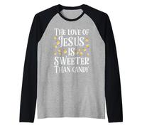 The Love of Jesus is Sweeter Than Candy Christian Halloween Raglan Baseball Tee