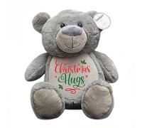 The Lovely Keepsake Company Christmas Hugs Grey Teddy Bear | Soft & Cuddly Plush Toy | Perfect Festive Gift for Kids, Adults & Loved Ones | Stocking Filler | 30cm when sat