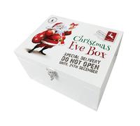 The Lovely Keepsake Company Festive Santa Christmas Eve Box | Reusable White Pine Wooden Box with Metal Hinges & Clasp | Perfect for a New Xmas Family Tradition | 30cm x 23cm x 18cm