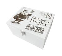 The Lovely Keepsake Company Festive Santa Engraved Christmas Eve Box | Reusable White Pine Wooden Box with Metal Hinges & Clasp | Perfect for a New Xmas Family Tradition | 22cm x 15cm x 10cm