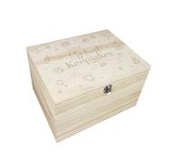 The Lovely Keepsake Company My First Keepsakes Engraved Baby Memory Box | Pine Wooden Storage | Gender Neutral Gift for New Parents, Baby Shower & Newborn | W26cm x D19cm x H15.5cm