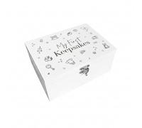 The Lovely Keepsake Company My First Keepsakes Engraved Baby Memory Box | White Wooden Storage | Gender Neutral Gift for New Parents, Baby Shower & Newborn | 30cm x 23cm x 18cm