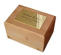 The Lovely Keepsake Company Personalised Bamboo Ashes Urn with Traditional Engraved Message | 3.9 Litre Rectangular Cremation Ashes Memorial | Custom Tribute with Brass Effect Plaque