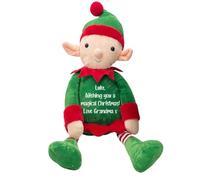 The Lovely Keepsake Company Personalised Christmas Elf Soft Toy - Custom Name Message Plush Teddy - Bespoke Xmas Gift for Kids Children - Soft Festive Present