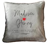 The Lovely Keepsake Company Personalised Couples Names Faux Fur Cuddle Cushion - Custom Message | Anniversary, Wedding, Valentine's Gift | 40cm x 40cm