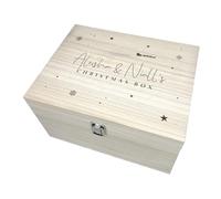 The Lovely Keepsake Company Personalised Engraved Couples Christmas Eve Box | Custom Name | Pine Wood Box with Metal Hinges & Clasp | Christmas Eve Gift | W30cm x D22.9cm x H18cm