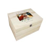 The Lovely Keepsake Company Personalised Floral Pine Photo Memory Box | Bereavement, Mother's Day, Anniversary | W30 x D22.9 x H18cm