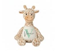 The Lovely Keepsake Company Personalised Name & Initial Giraffe Soft Toy | Plush Teddy for Baby Girl or Boy | Newborn Baby Shower & Christening Gift | Green, Pink, Blue or Neutral Initial
