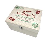 The Lovely Keepsake Company Personalised North Pole Postal Stamp Christmas Eve Box | Custom Name | Pine Wood Box with Metal Hinges & Clasp | Christmas Eve Gift | W20cm x D15cm x H11cm