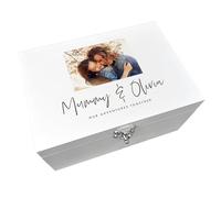 The Lovely Keepsake Company Personalised Our Adventures Together Photo White Memory Box - Custom Photo & Text | Anniversary, Wedding, Valentine's Gift | 27 x 19 x 14cm