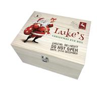 The Lovely Keepsake Company Personalised Santa Christmas Eve Box | Custom Name | Pine Wood Box with Metal Hinges & Clasp | Christmas Eve Gift | W26cm x D18.9cm x H15.5cm