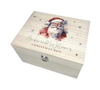The Lovely Keepsake Company Personalised Traditional Santa Christmas Eve Box | Custom Name | Pine Wood Box with Metal Hinges & Clasp | Christmas Eve Gift | W20cm x D15cm x H11cm