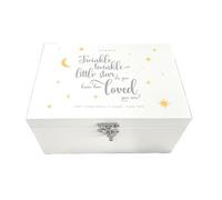 The Lovely Keepsake Company Personalised Twinkle Twinkle New Baby White Wooden Memory Box | Baby Shower, New Baby | 30cm x 23cm x 18cm
