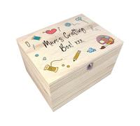 The Lovely Keepsake Company Personalised Wooden Craft Storage Box | Custom Name Sewing & Knitting Box | Pine Hobby Chest for Scrapbooking & Arts | Unique Gift for Crafters |W20cm x D15cm x H11cm