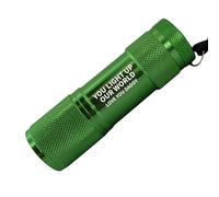 The Lovely Keepsake Company Personalised You Light Up My/Our World Green Mini Torch - Engraved Custom Message Gift for Men, Women, Family - Father's Day, Birthday, Christmas