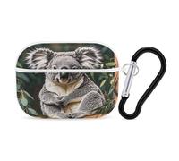 The Lovely Koala Earbuds Organizer Shockproof Protective Airpods Pro Cover with Carabiner Clip Anti Fall Carrying Earphone Case Cover for Airpods Pro 2nd Generation White