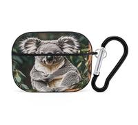 The Lovely Koala Earbuds Organizer Shockproof Protective Airpods Pro Cover with Carabiner Clip Anti Fall Carrying Earphone Case Cover for Airpods Pro 2nd Generation Black