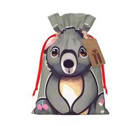 The Lovely Koala Print Christmas Drawstring Holiday Candy Bag Xmas Sacks Reusable Wrapping Bags Party Favor