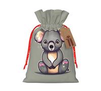 The Lovely Koala Print Drawstring Pouches For Gifts,Reusable Fabric Gift Bags,For Holiday And Party Presents