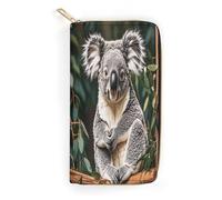 The Lovely Koala Slim Thin Credit Card Wallet, PU Leather Bifold Cash Wallet, Zipper Coin Pocket Id Window Wallet Storage Bag Wallet Coin Purse Pouch Change Holder Small with Zipper for Men And Women