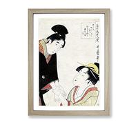 The Lovers By Kitagawa Utamaro Asian Japanese Framed Print | A2 Oak Framed Wall Art | Ready to Hang | Asian Nature Picture | Living Room Bedroom Lounge Office