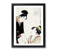 The Lovers By Kitagawa Utamaro Asian Japanese Framed Print | A3 Black Framed Wall Art | Ready to Hang | Asian Nature Picture | Living Room Bedroom Lounge Office