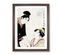 The Lovers By Kitagawa Utamaro Asian Japanese Framed Print | A4 Walnut Framed Wall Art | Ready to Hang | Asian Nature Picture | Living Room Bedroom Lounge Office