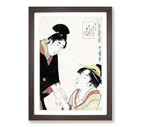 The Lovers by Kitagawa Utamaro Framed Print | A2 Walnut Framed Wall Art | Ready to Hang | Modern Nature Picture | Living Room Bedroom Lounge Office