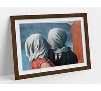 the lovers by rene magritte Stunning Framed Wall Art Print Picture - A3 - Walnut Frame