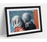 the lovers by rene magritte Stunning Framed Wall Art Print Picture - A4 - Black Frame
