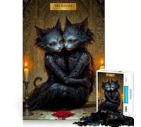The Lovers - Cat Tarot Card Teenagers Puzzles 1000 Piece Jigsaws Boost Recall Relax Time Accurate Edge Amazing Present (50x75cm)